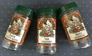 Wdw “gourmet Mickey” Set Of 3 Spice Jars From Mickey’s Pantry,  Circa 1990s,  Euc