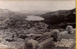 1930s Rppc Dops Looking Down On Donner Lake 7000 Feet Zan Real Photo Postcard
