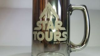 Vintage Disneyland Star Tours Mirrored Beer Mug Stein Chrome Cup Glass Wars 1986