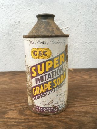 C & C Imitation Grape Soda Cone Top Can 12 Oz Bottle Size