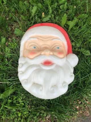 Vintage Santa Face 22 Inches Blow Mold Holiday Christmas Yard Decor