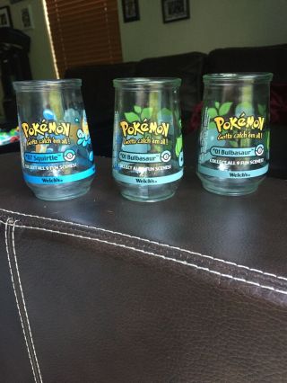 Vintage Welchs Pokemon 1999 Jelly Jars 1 5 Squirtle And 2 3 Bulbasaurs 2