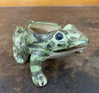 Vintage Brush Mccoy Pottery Ceramic Frog Planter Green