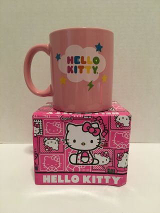 Hello Kitty Pink Stars & Rainbow Ceramic Mug Double Sided 12 Oz. 3