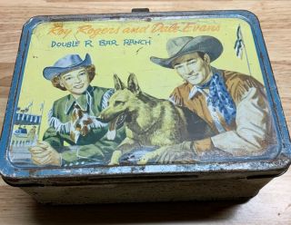 Vintage 1957 Lunch Box Roy Rogers And Dale Evans Double R Bar Ranch Rare