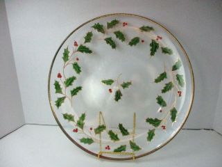 Vintage Lenox Christmas 1998 Holiday Round Platter Hand Painted Holly 15 " Mib