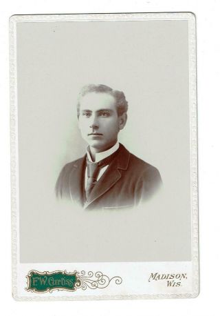 Madison,  Wi Young Man Cabinet Card F.  W.  Carliss Photographer
