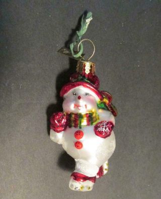 3 " Tall Snowman Christopher Radko Christmas Bulb 2007 Glass Ornament W/tag Small