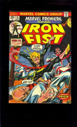 Marvel Premiere 15 1st Iron Fist & Origin F/vf 1974 Has Mvs Comic Kings