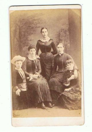 Cdv Of 5 Young Ladies By E Ceredig Evans Cardigan,  Wales