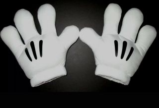 Disney Mickey Mouse Gloves Hands Mitts White Plush Halloween Costume