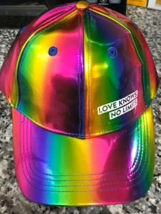 Smirnoff Iridescent Metallic Rainbow Pride Baseball Cap Hat Love Knows No Limits