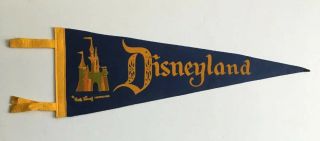 Vintage Disneyland Cinderella’s Castle 24” Pennant Walt Disney Productions Vg