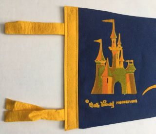 Vintage Disneyland Cinderella’s Castle 24” Pennant Walt Disney Productions VG 2