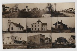 Dorset,  Ohio Rr Station,  Main St,  Church,  School 1909 Rppc Real Photo Postcard