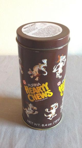 1988 Purina Beef Flavor Hearty Chews Dog Treat Tin