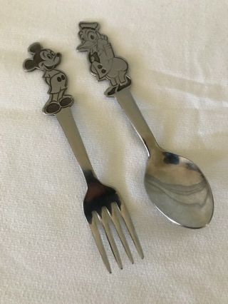 Walt Disney Mickey Mouse Fork And Donald Duck Spoon Stainless By Bonny