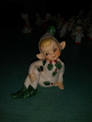Vintage Lefton 1370 Christmas Holly Pixie Elf Pepper Shaker Htf