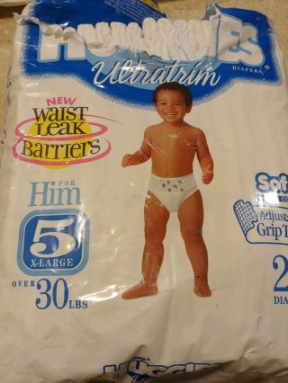 15 Vintage 1995 HUGGIES Ultratrim Disposable Diapers Baby Steps Size 5 3