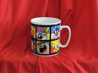 Warner Bros Looney Tunes Coffee Mug W/ Bugs Daffy Duck Etc.  Vintage 1994 Sakura
