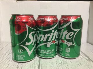 3 Sprite Winter Spiced Cranberry 12oz 355ml Cans Coca Cola