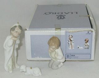 Lladro Limited Edition Nativity 5809 " Holy Shepherds,  Set Of 3 " W/original Box