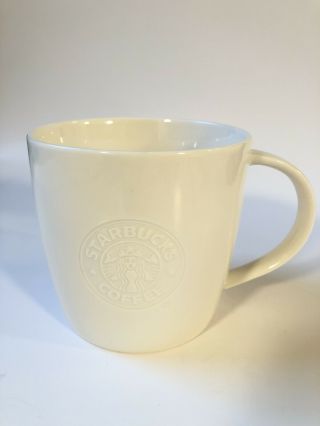 Starbucks 2009 Siren Embossed White “new Bone China” Ceramic 16oz Coffee Mug Cup