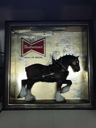 2 Budweiser Clydesdale Horse Back Bar Light Up Sign Man Cave Game Room