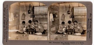 Griffith& Griffith Stereoview Card Newspaper Men Writing Report Battle Manchuria