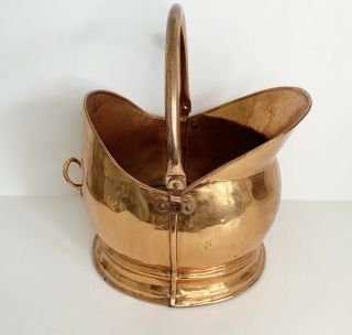 Vintage Copper Coal Scuttle Bucket Fireplace Shiny