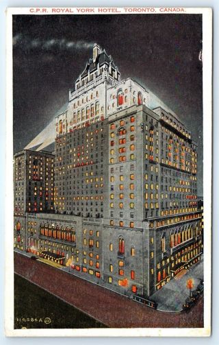 Postcard Canada 1935 Toronto Cpr Royal York Hotel Vtg View D8