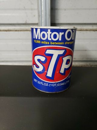 Vintage 1980 Stp Motor Oil Can Full Cardboard Gas Service Station Advertizing
