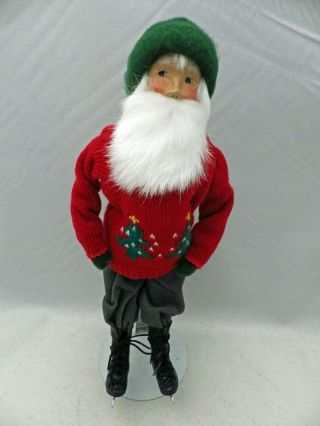 Byers Choice Carolers - Santa With Skates And A Stand - Dated 1993 - Euc