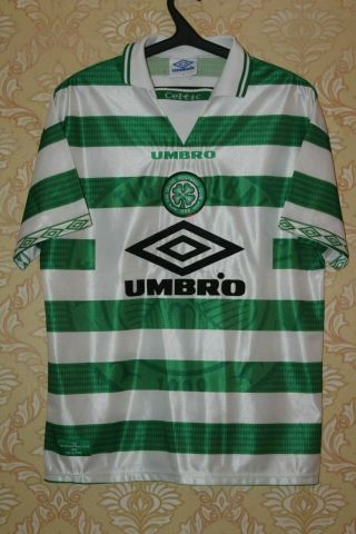 Celtic Glasgow 1997 1998 1999 Home Umbro Soccer Vintage Shirt Jersey Trikot Sz L