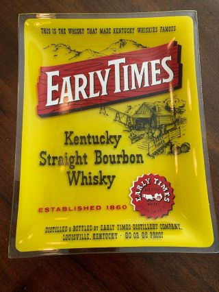 Early Times Kentucky Bourbon Whisky 9” Glass Tray Snack Tray Bar Novelty