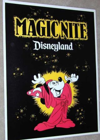 Disneyland 1979 Magic Nite Poster Vintage Mickey Mouse Sorcerer 