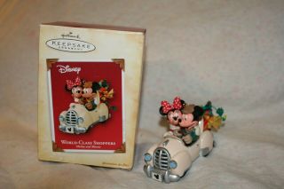 Hallmark Ornament - Mickey And Minnie - World - Class Shoppers,  2004