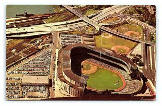 Vintage Postcard Aerial View Of Yankee Stadium York City 1950s D2