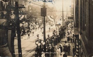 Vintage Rppc 1911 Labor Day Parade Steubenville Ohio Street Scene Marching Band