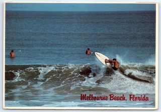 Postcard Fl 1983 Melbourne Beach Surfing Photo View H2