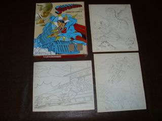 Vintage Superman Pencil By Numbers Set Hasbro Jla Rare Superfriends 1970