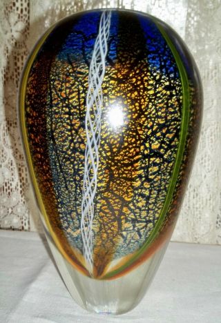 Heavy Vintage Murano Style Hand Blown Glass Vase