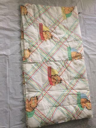 Vintage 1978 Garfield Sleeping Cartoon Comic Crib Comforter/ Duvet 39 " X 42 "