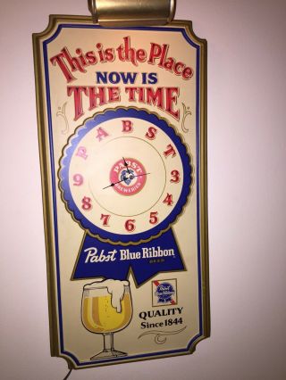 Vintage Pabst Blue Ribbon Pbr Lighted Clock Beer Sign