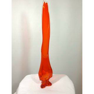 Vintage Orange Stretch Swung Vase Viking Glass