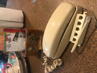 At&t 210 Wall Mount Telephone Phone Cream Ivory Trimline Push Button Corded