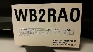 Amateur Ham Radio Qsl Postcard Wb2rao Paul W.  Mlinar 1981 Pound Ridge York