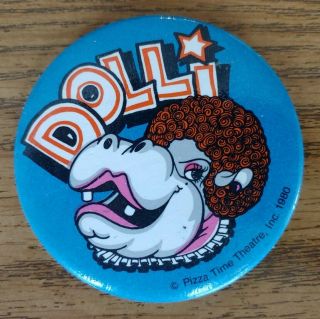 Rare Vintage Chuck E Cheese Pizza Time Theatre Dolli 1980 Button Pin