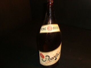 Circa 1930s Peerless Beer Irtp Labeled Half Gallon Bottle W/neck,  La Crosse,  Wi