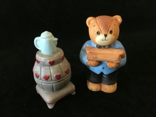 Lucy & Me Dad Bear Carrying Wood With Stove Lucy Rigg Enesco 1987 Rare Set